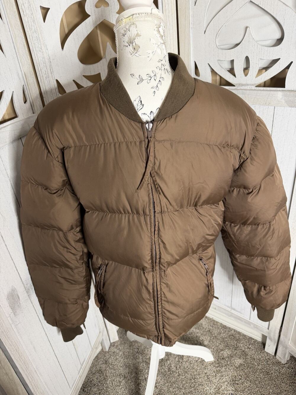 Vintage REI Goose Down Peak Value Parka Puffer Jacket Womens Medium Brown